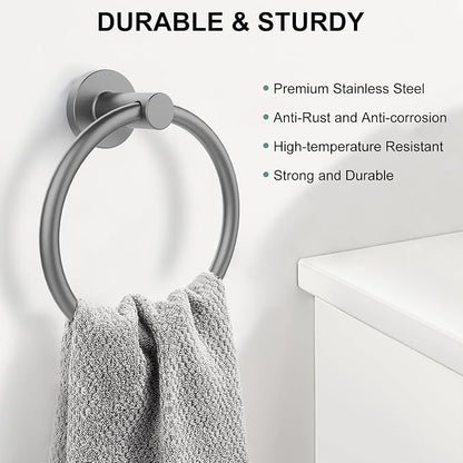 SetSail Towel Holder for Bathroom Wall Mounted Screw-in Towel Ring Stainless - Image 2