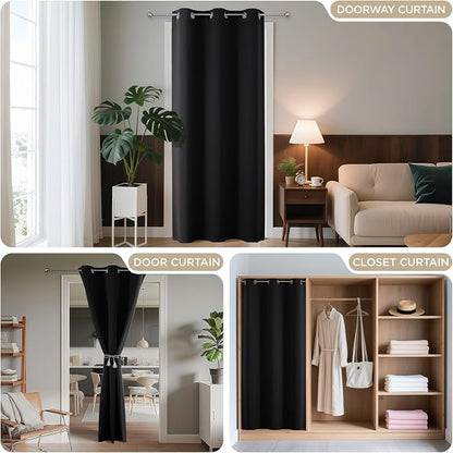 Joydeco Blackout Door Curtain for Doorway Privacy 90 Inches Long, Grommet - Image 4