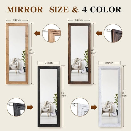 Full Length Mirror 65"x24" Solid Wood Frame Floor Large Mirror - Image 2