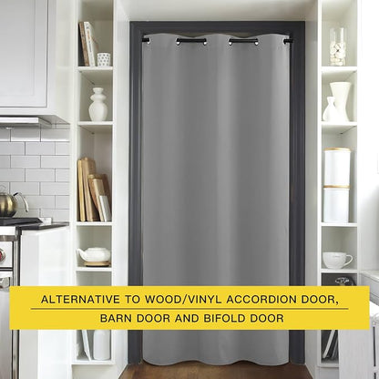 NICETOWN Silver Grey Doorway Curtain Privacy, Door Cover Curtain, Sound - Image 2