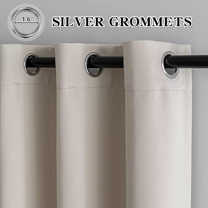 IGEMAEVE Cream Curtains 84 Inch Length 2 Panels Set, Light Filtering Curtains - Image 3