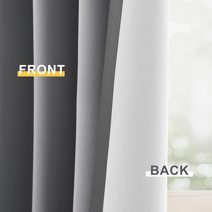 Yakamok 100% Blackout Curtain Panels 72 inches Cold and Light Blocking Drapes - Image 6