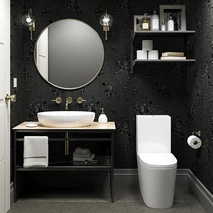 Erfoni Black Peel and Stick Wallpaper Black Floral Embossed Contact Paper - Image 3