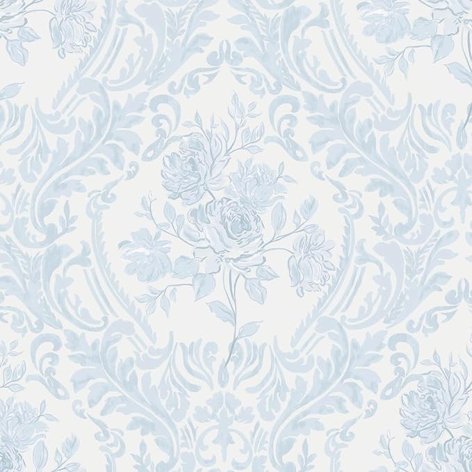 Ismoon Floral Peel and Stick Wallpaper Blue Contact Paper Boho Watercolor by Ismoon