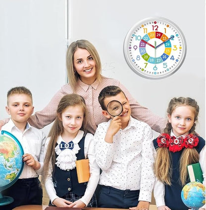 XFM Colorful Kids Wall Clocks Battery Operated 10 inch Silent Non Ticking Funny - Image 4
