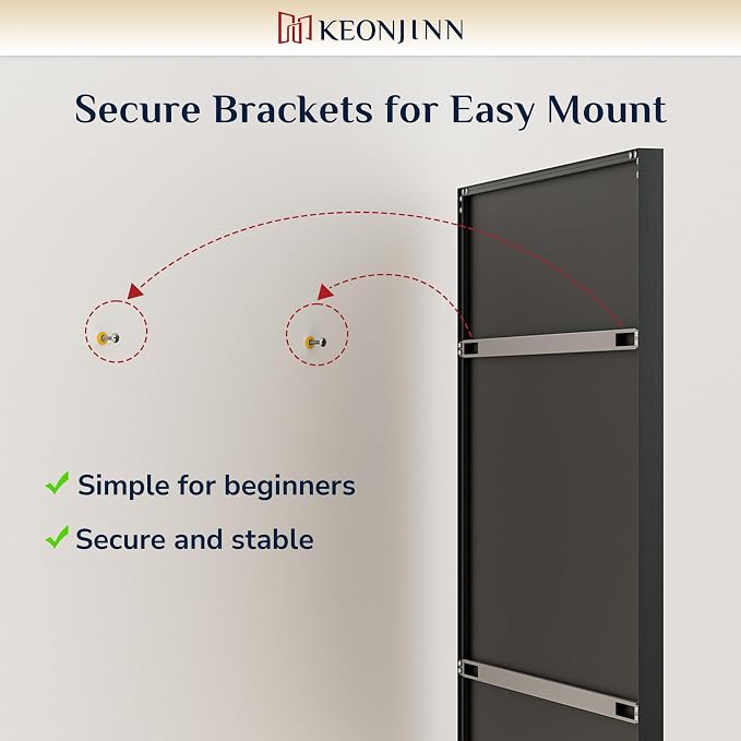 Keonjinn 24 x 30 Inch Black Bathroom Mirrors - Image 9
