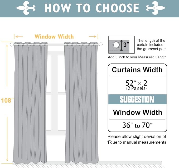 ChrisDowa Room Darkening Curtains 108 Inches Long 2 Panels Set - Image 5