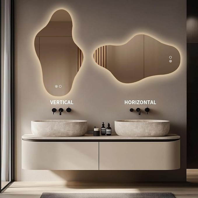 55″x31.5″ Modern Irregular LED Bathroom Mirror - Image 5