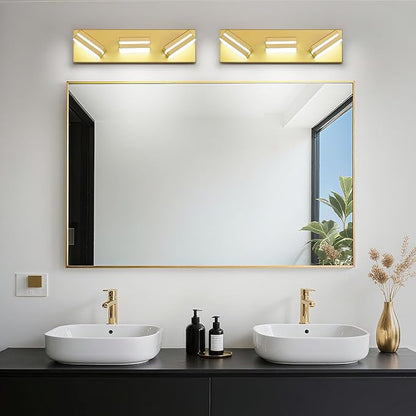 Modern LED Small Bathroom Lights Fixtures 3-Light, Metal Gold Acrylic Wall - Image 8