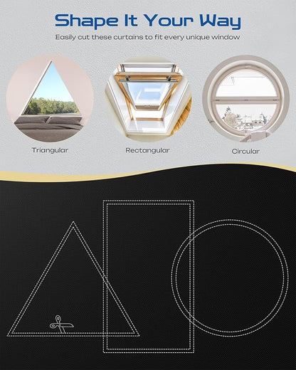 34" W x 60" L 100% Portable Blackout Curtains, Total Darkness No-Drill Black - Image 3