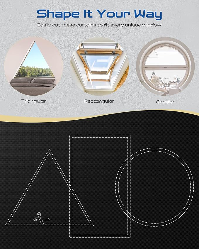 53" W x 60" L 100% Blackout Curtains, Total Darkness No-Drill Black Out Window - Image 3