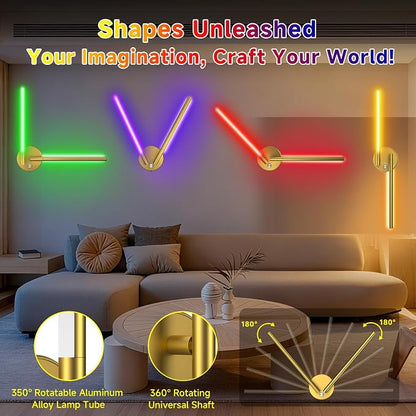 Battery Operated Wall Sconce of 2, 360°DIY Rotatable, Wireless Magnetic Wall - Image 2