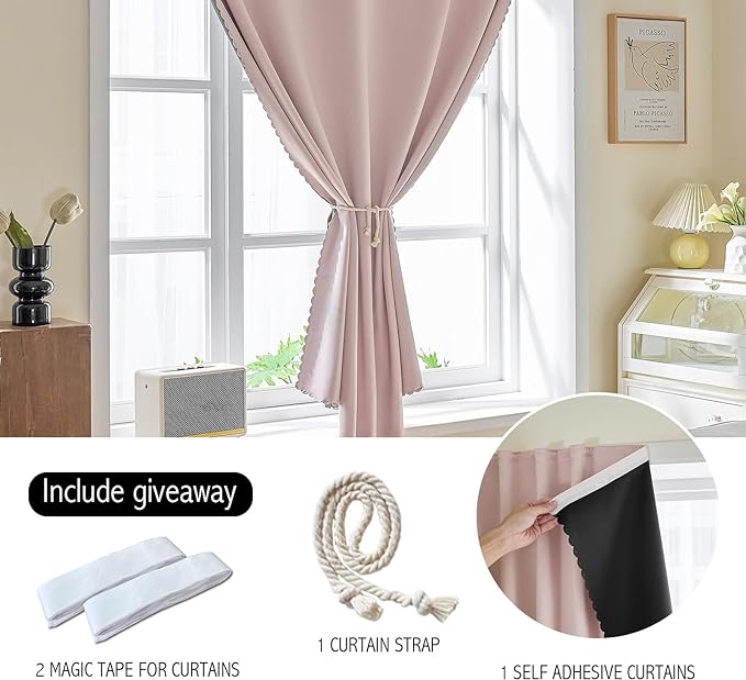 AJAZZ self Adhesive Portable 100% Blackout Curtains Simple and Easy to - Image 2