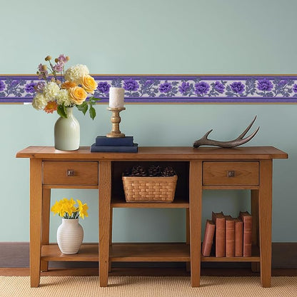 Purple Floral Wallpaper Border 196x4 Inch Peel and Stick Wall Border Self - Image 6