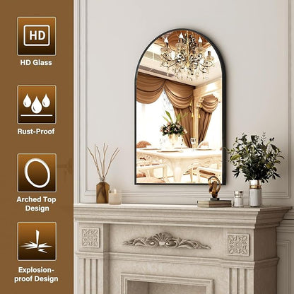 XRAMFY 20"x30" Black Arched Bathroom Mirror - Image 5