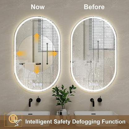 BEAUTYPEAK 36x24 LED Oval Bathroom Mirror - Image 2
