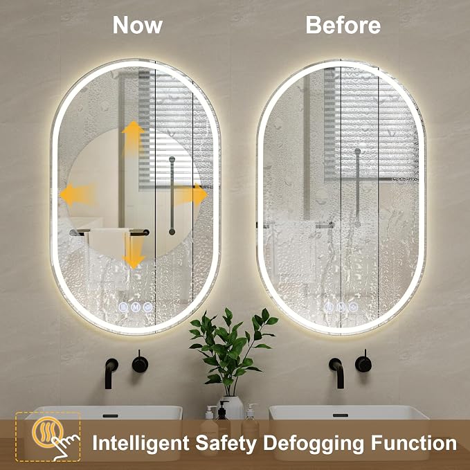 BEAUTYPEAK 40x24 LED Oval Bathroom Mirror - Image 2