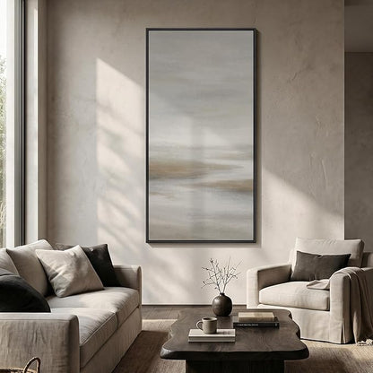 Large Framed Neutral Abstract Wall Art, Modern Vertical Canvas Prints Paintings - Image 3