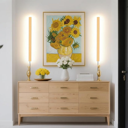 KELUOLY Modern Plug in Wall Sconces, 23.6 inch Frosted Gold LED Long Wall Lights - Image 4
