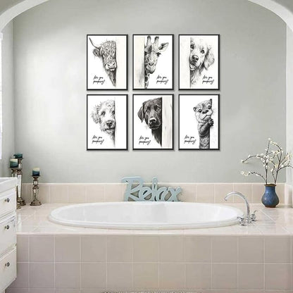 Funny Bathroom Wall Art Black and White Bathroom Posters Decor Rustic Donkey - Image 7
