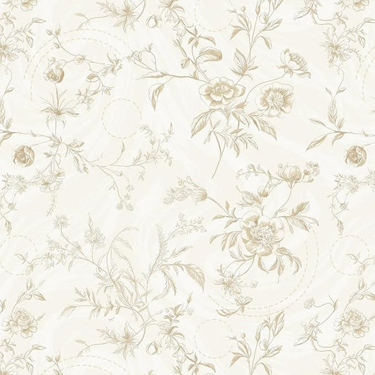 Ismoon Peel and Stick Wallpaper Floral Vintage Stick on Wall Paper Beige French by Ismoon