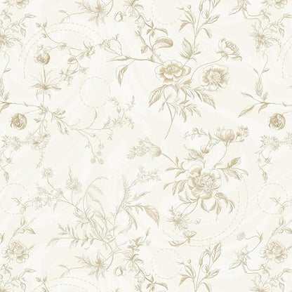 Ismoon Floral Peel and Stick Wallpaper Vintage Beige Stick on Wall Paper French by Ismoon