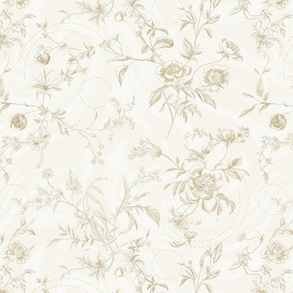 Ismoon Floral Peel and Stick Wallpaper Vintage Beige Stick on Wall Paper French by Ismoon