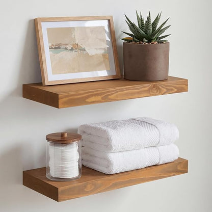 Homeforia 16 inch Golden Oak Floating Shelf, High End Solid Real Wood 16inch by Homeforia