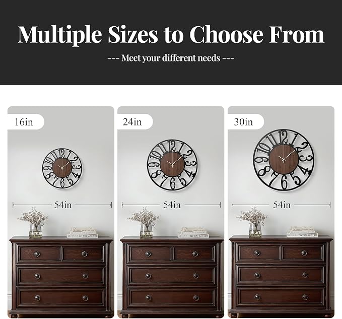 Cuspin 30 Inch Large Wall Clock, Silent Non Ticking Battery Operated Arabic - Image 7