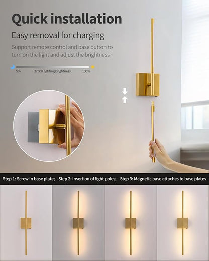 KDG Cordless Wall Sconces with Remote Control, Wireless 5200mAh Rechargeable - Image 4
