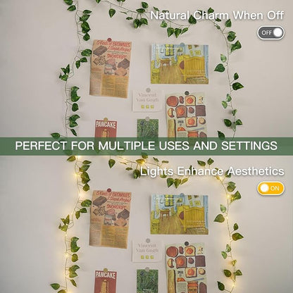 suddus Vine with Fairy Lights Battery Operated, 13.1ft 40 LED Pothos String - Image 5