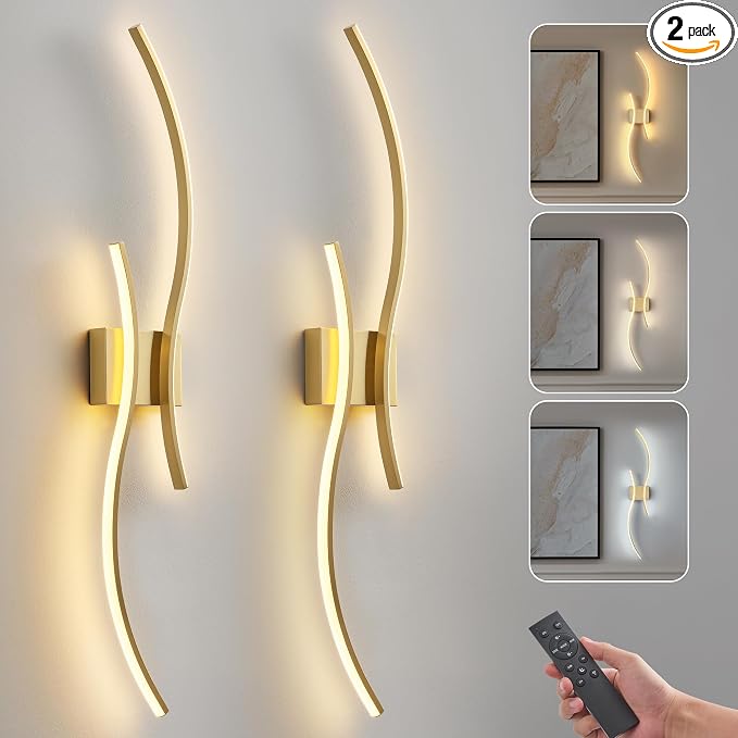 Battery Operated Wall Sconce Set of 2, Dimmable Modern LED Rechargeable Wall by Unknown