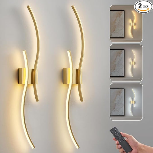 Battery Operated Wall Sconce Set of Two, Dimmable Modern LED Rechargeable Wall by Unknown