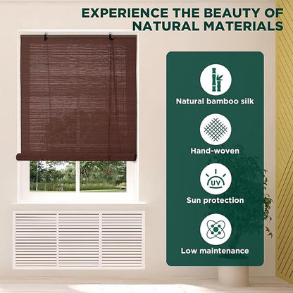 Bamboo Blinds for Interior Windows, Custom Roller Shades for Indoor Window and - Image 2
