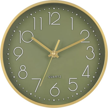 Wall Clock Green, 8 Inch Modern Wall Clocks Battery Operated Silent Non Ticking by HorizentWallClock