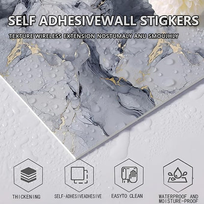 10pcs Peel and Stick Tile Shower Waterproof Marble Tiles Wall Panels, - Image 4