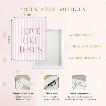 LARTSFRO Coquette Pink Bow Jesus Canvas Wall Art Decor Posters Prints, Light - Image 4