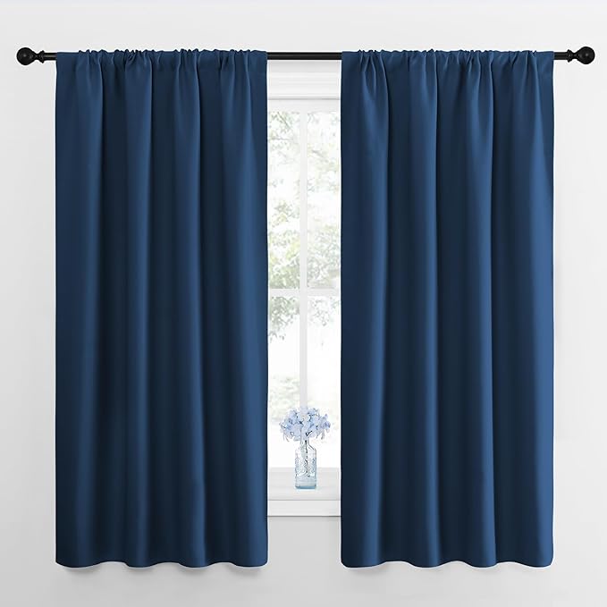 NICETOWN Window Curtains for Bedroom, Moroccan Blue, 2 Panels, W42 x L48 -Inch by NICETOWN