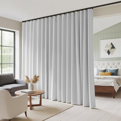 RYB HOME 100%Blackout Sliding Door Curtain, Back Tab&Rod Pocket Extra Wide Room by RYBHOME