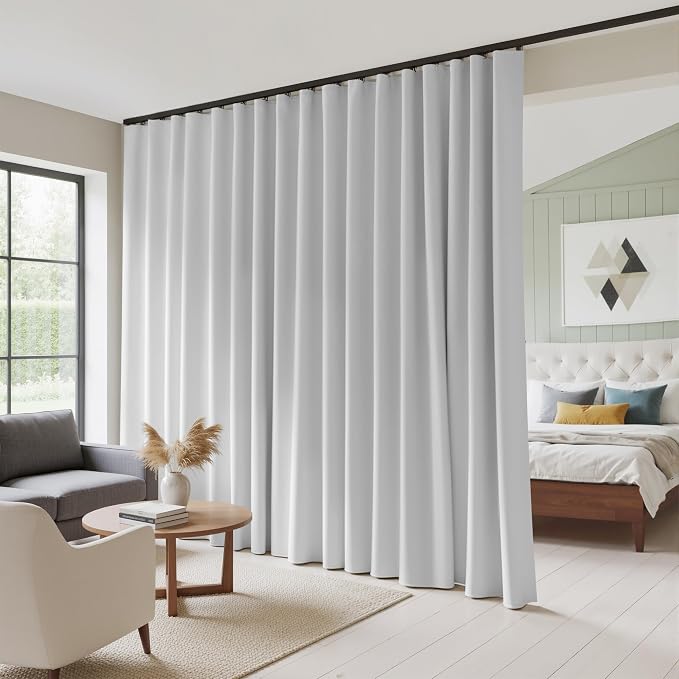 RYB HOME 100% Blackout Sliding Door Curtain, Extra Wide Room Divider Curtain by RYBHOME