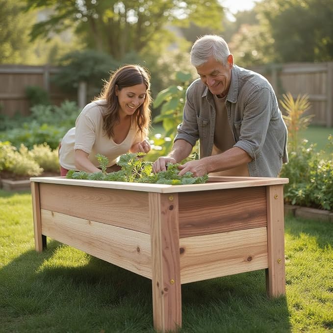 Handmade Custom Heavy Duty Rectangular Raised Cedar Wood Garden Planter Box – 46", 36", 24" – Indoor/Outdoor Farmhouse Style for Flowers & Vegetables – Made in USA (36" L x 15.5" W x 16.5" H)