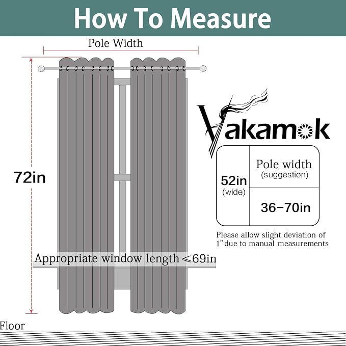 Yakamok Pure White Total Blackout Curtains, Heavy Duty Lined Blackout Drapes 72 - Image 8