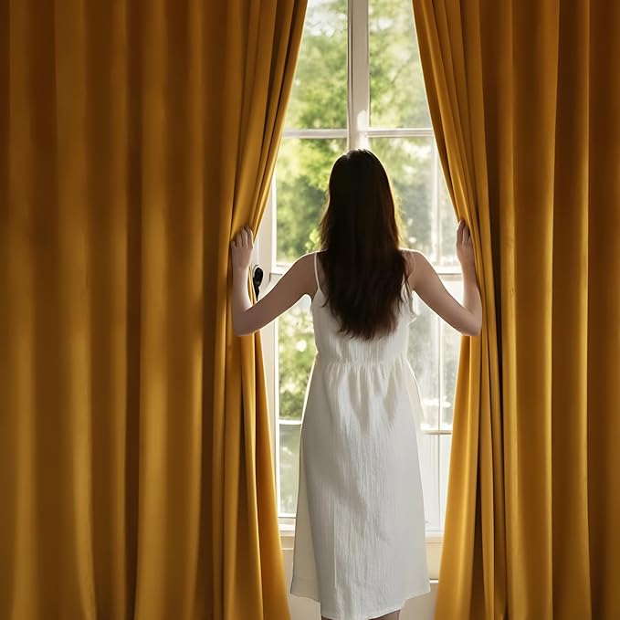NICETOWN Warm Gold Velvet Curtains 84 inches Long, Room Darkening Drapes - Image 2