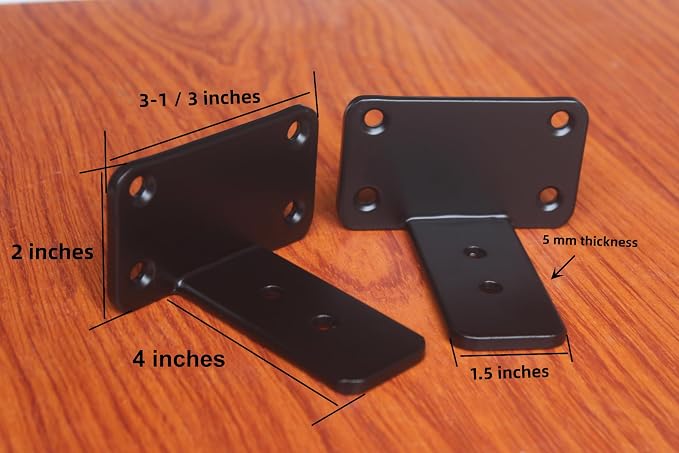6 Pack - 4 inch Black Hidden L Shelf Bracket Iron Floating Shelf Brackets - Image 2