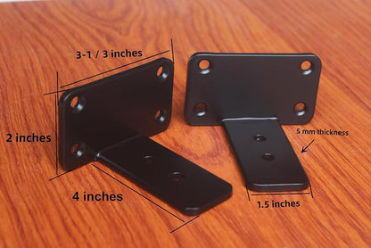 8 Pack - 4 inch Black Hidden L Shelf Bracket Iron Floating Shelf Brackets - Image 2