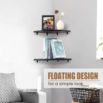 Fun Memories Corner Shelf Wall Mount, Floating Corner Shelves, Rustic Wood Wall - Image 7