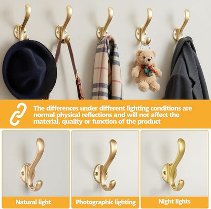10 Pack Coat Hooks Wall Mount Heavy Duty Utility Retro Double Hooks - Image 2