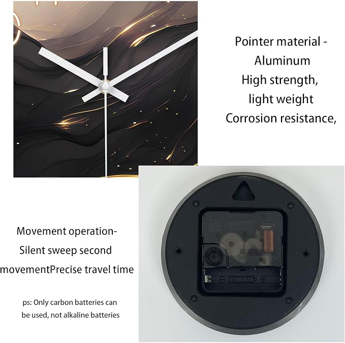 Large Wall Clocks Battery Operated 16 Inch Marble Glass Wall Clock - Image 7