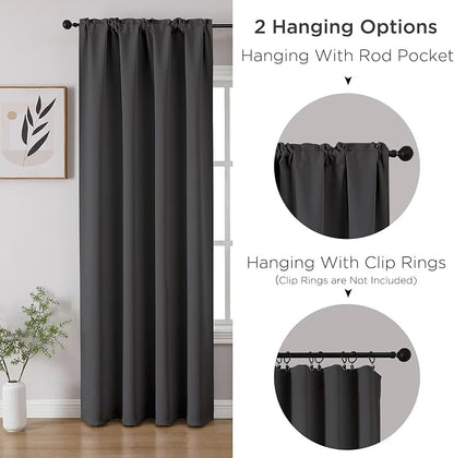 CUCRAF Dark Grey Blackout Curtains 54 inch Length 2 Panels Set, Rod Pocket Room - Image 3