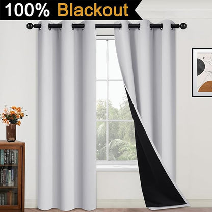 Yakamok 100% Blackout Curtains 84 Inches Long, 2 Thick Layers Heat and Full - Image 2